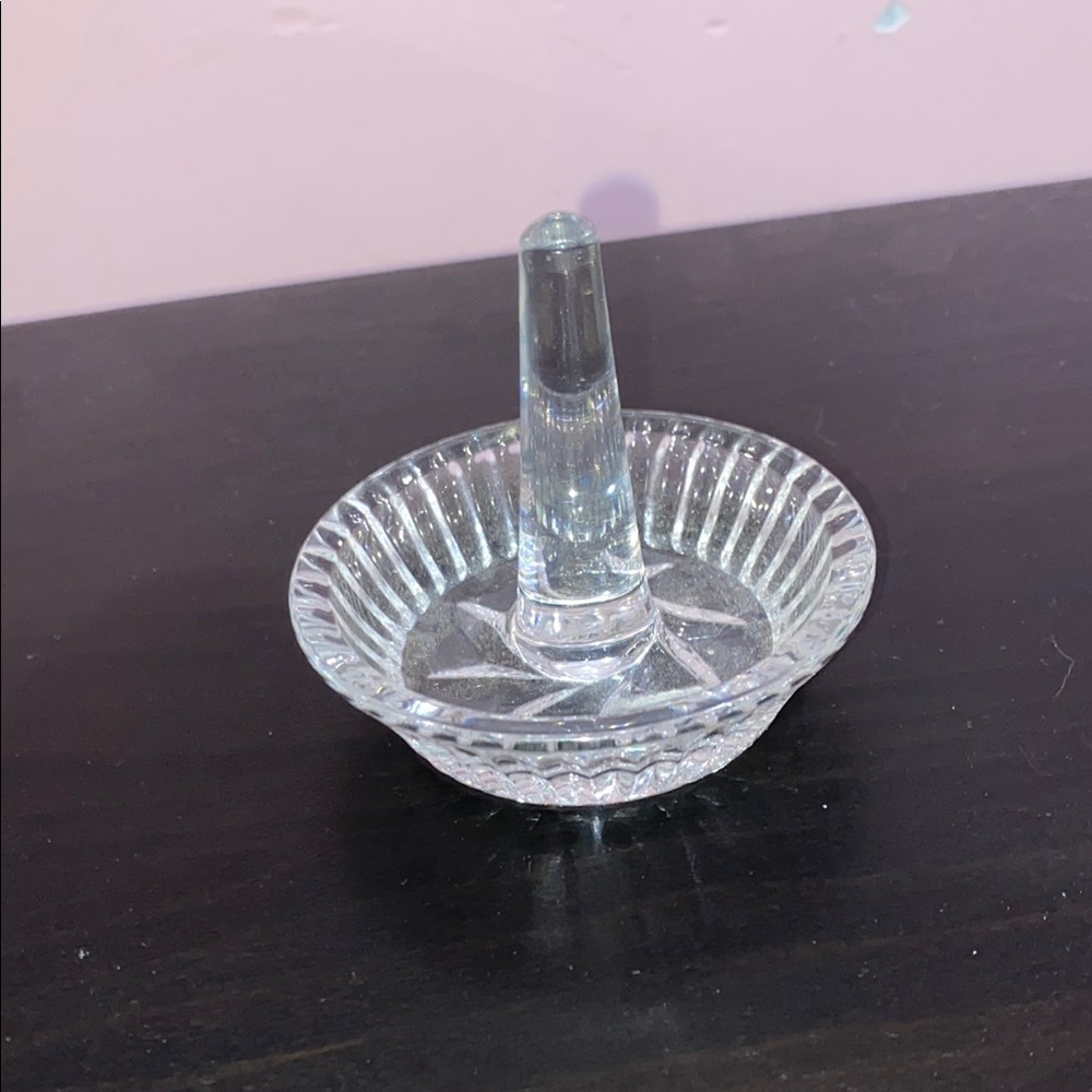 Clear Glass Ring Holder with 15 gold rings